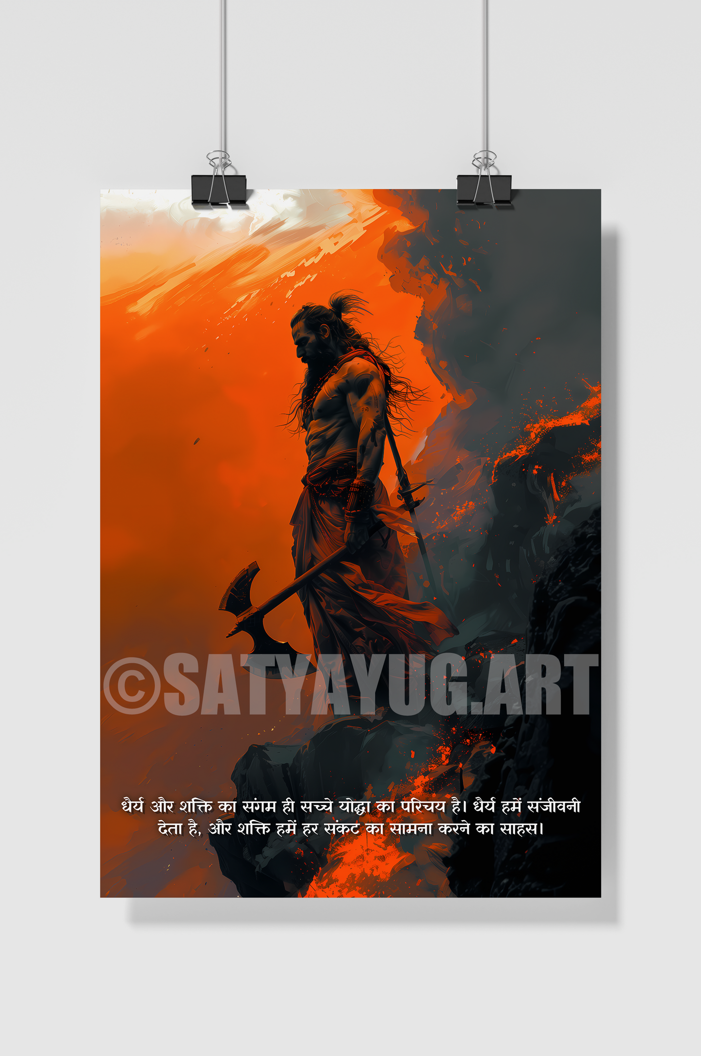 The Force of Parshuram | 'धैर्य और शक्ति' | Portrait - 1 x 1.5 ft (Glossy)