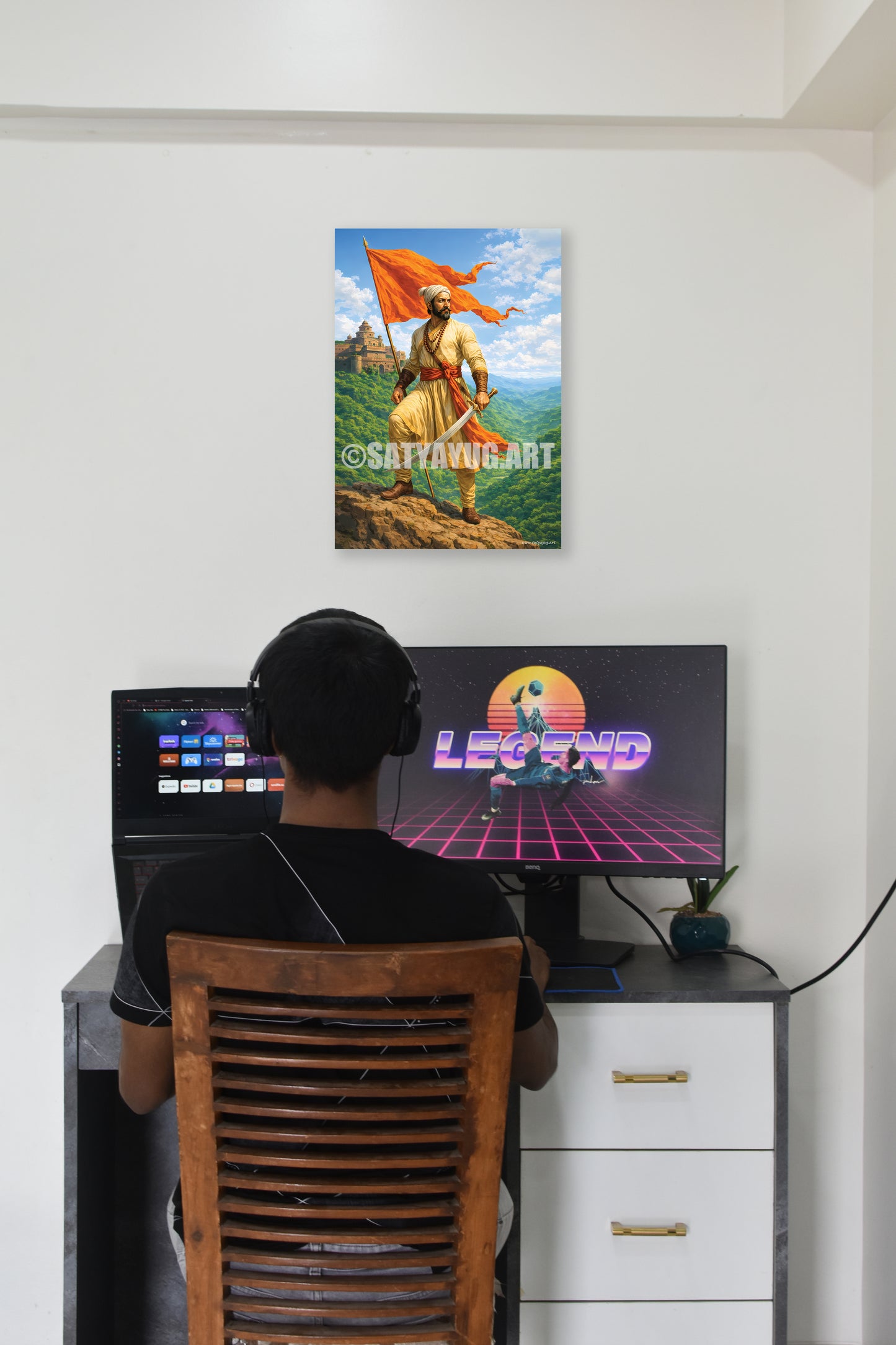 The Lion of Sahyadri Poster | 'जय भवानी, जय शिवाजी' | Mountain Form - 1 x 1.5 ft (Glossy)