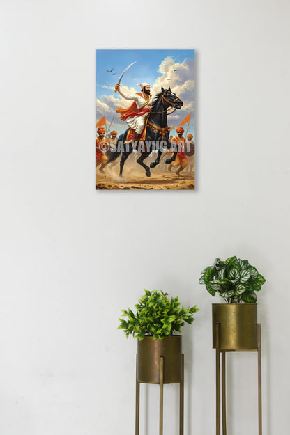 The Chhatrapati Shivaji Maharaj Poster | 'जय भवानी, जय शिवाजी' | Battle Charge Form - 1 x 1.5 ft (Glossy)