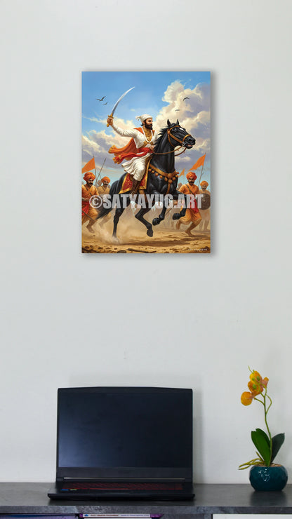 The Chhatrapati Shivaji Maharaj Poster | 'जय भवानी, जय शिवाजी' | Battle Charge Form - 1 x 1.5 ft (Glossy)