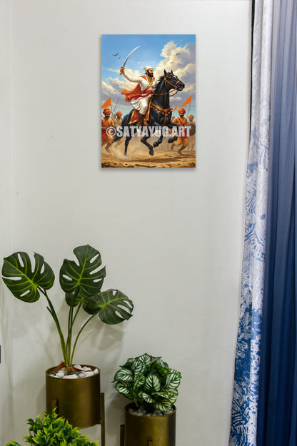 The Chhatrapati Shivaji Maharaj Poster | 'जय भवानी, जय शिवाजी' | Battle Charge Form - 1 x 1.5 ft (Glossy)
