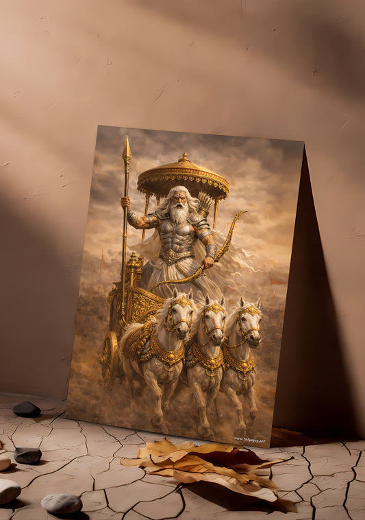 The Pitamah Bhishma Poster | 'अचल प्रतिज्ञा, अटल धर्म' | Rath Yoddha Form - 1 x 1.5 ft (Glossy)