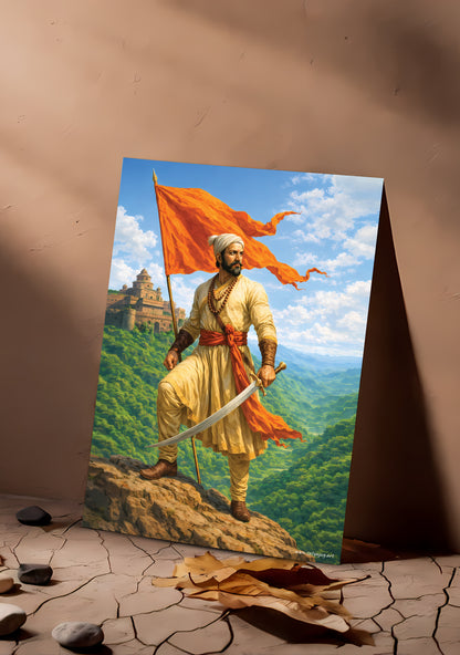 The Lion of Sahyadri Poster | 'जय भवानी, जय शिवाजी' | Mountain Form - 1 x 1.5 ft (Glossy)