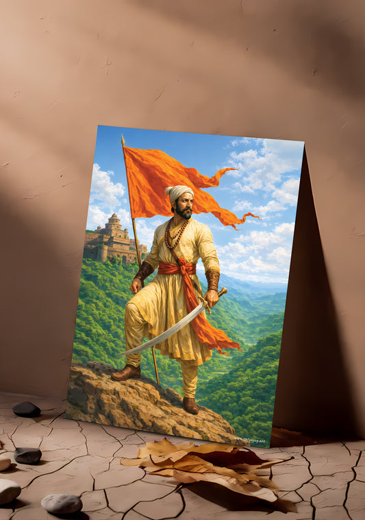 The Lion of Sahyadri Poster | 'जय भवानी, जय शिवाजी' | Mountain Form - 1 x 1.5 ft (Glossy)