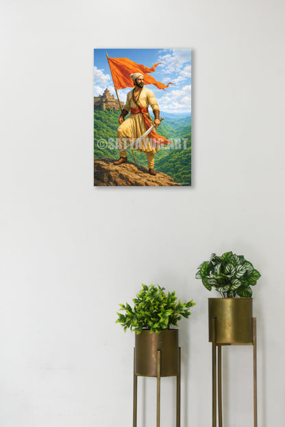 The Lion of Sahyadri Poster | 'जय भवानी, जय शिवाजी' | Mountain Form - 1 x 1.5 ft (Glossy)