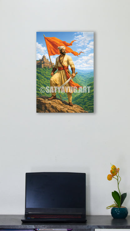 The Lion of Sahyadri Poster | 'जय भवानी, जय शिवाजी' | Mountain Form - 1 x 1.5 ft (Glossy)