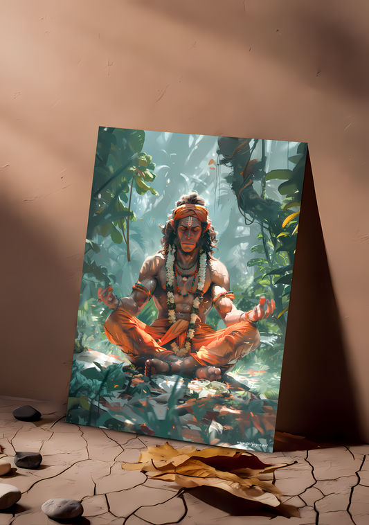 The Meditating Hanuman Poster | 'ध्यानस्थ हनुमान' | Portrait - 1 x 1.5 ft (Glossy)