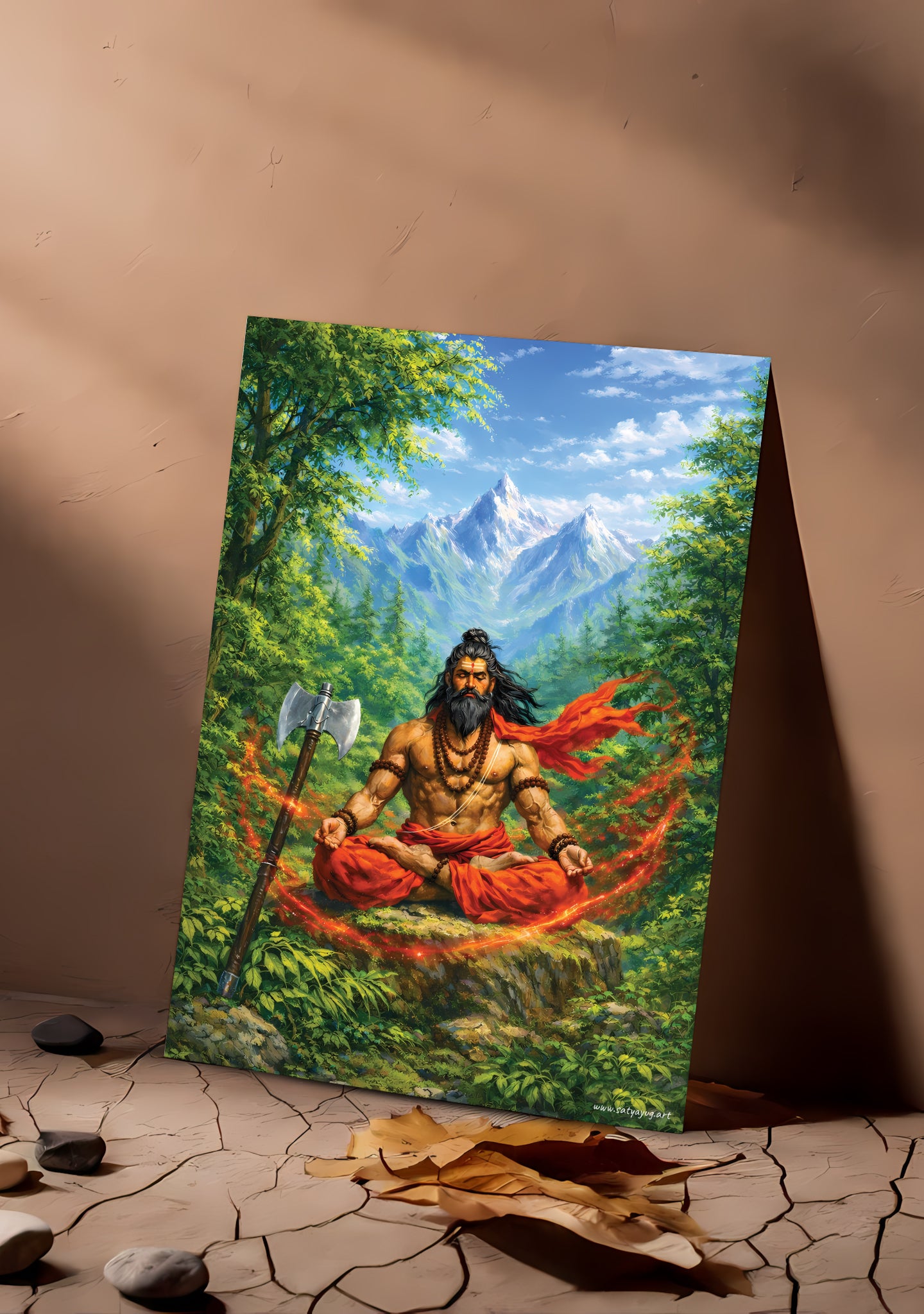 The Tapasvi Parshuram Poster | 'ध्यानमूलं गुरोर्मूर्तिः' | Jungle Meditation Form - 1 x 1.5 ft (Glossy)