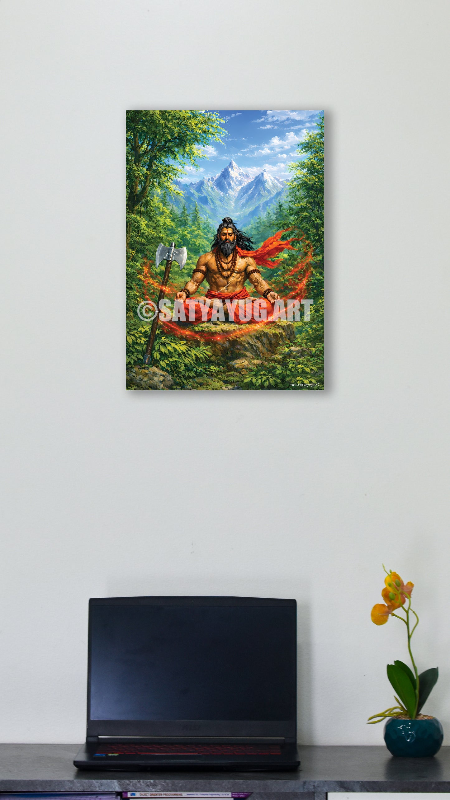 The Tapasvi Parshuram Poster | 'ध्यानमूलं गुरोर्मूर्तिः' | Jungle Meditation Form - 1 x 1.5 ft (Glossy)
