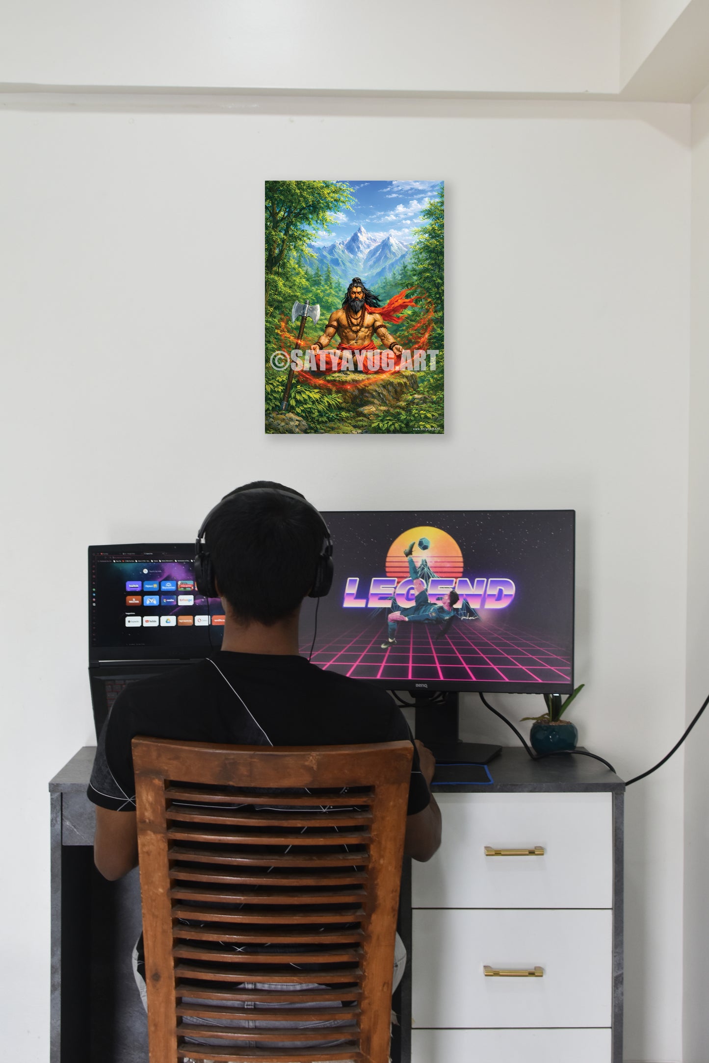 The Tapasvi Parshuram Poster | 'ध्यानमूलं गुरोर्मूर्तिः' | Jungle Meditation Form - 1 x 1.5 ft (Glossy)