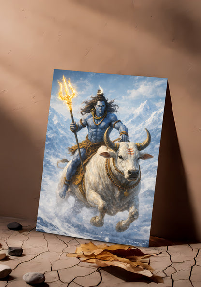 The Nandivahan Shiva Poster | 'शिवोऽहम्' | Divine Journey Form - 1 x 1.5 ft (Glossy)