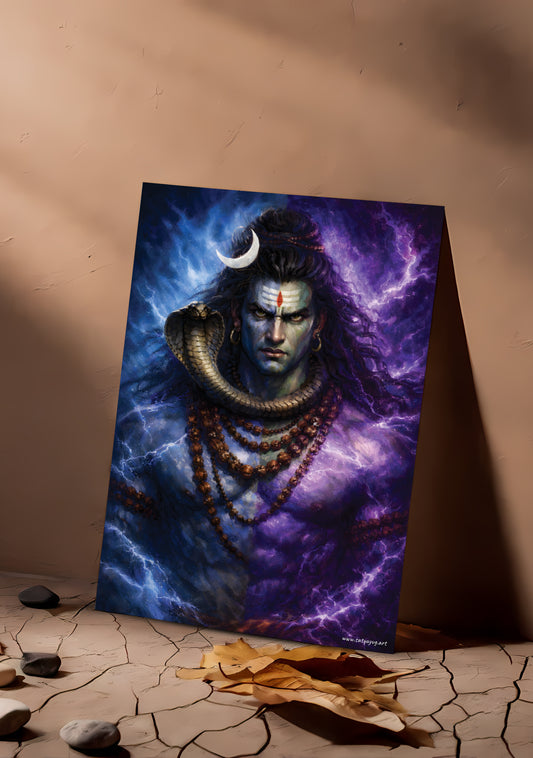 The Rudra Mahadev Poster | 'कालों के काल महाकाल' | Cosmic Energy Form - 1 x 1.5 ft (Glossy)