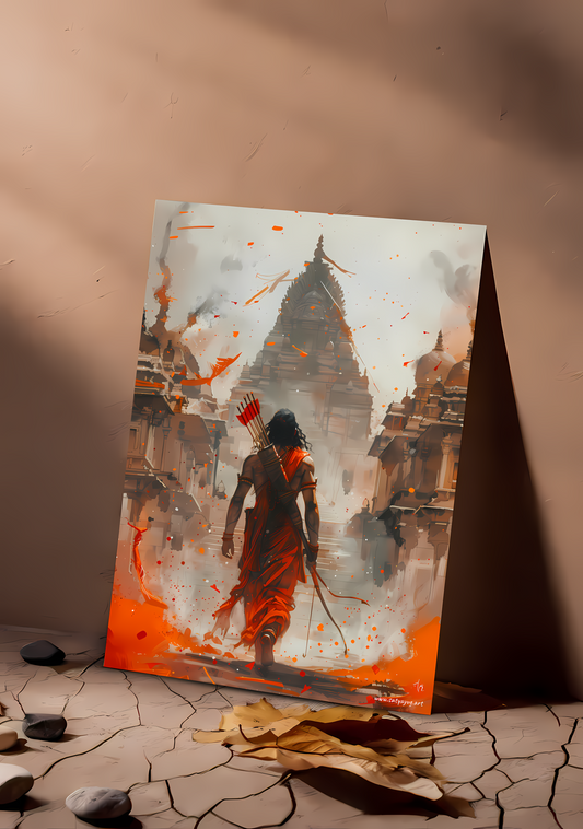 The Return of Ram | 'अयोध्या की ओर राम' |  Portrait - 1 x 1.5 ft (Glossy)