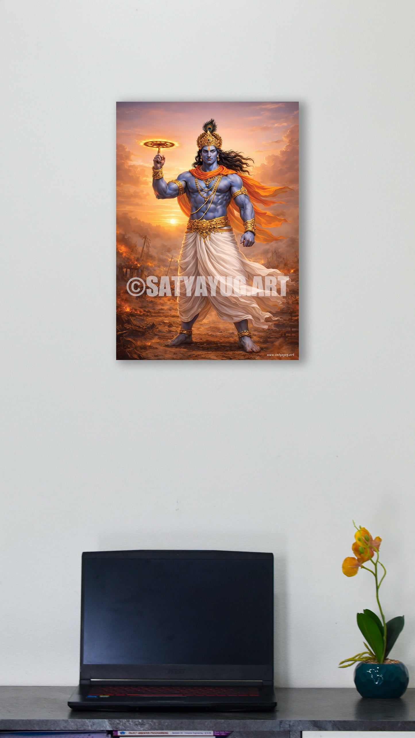 The Krishna Poster | 'धर्मसंस्थापनार्थाय सम्भवामि युगे युगे' | War Form - 1 x 1.5 ft (Glossy)
