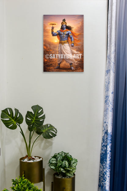 The Krishna Poster | 'धर्मसंस्थापनार्थाय सम्भवामि युगे युगे' | War Form - 1 x 1.5 ft (Glossy)