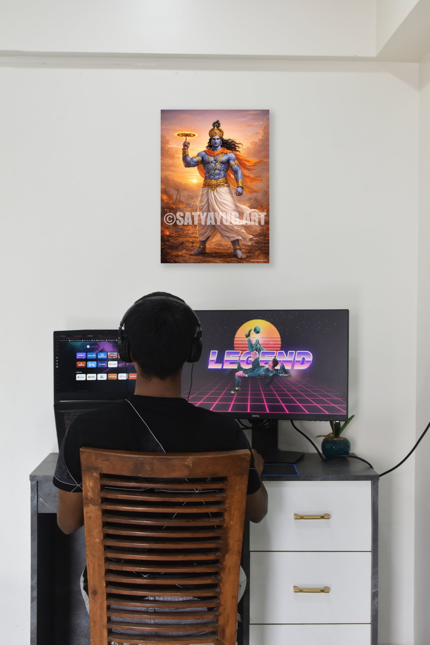 The Krishna Poster | 'धर्मसंस्थापनार्थाय सम्भवामि युगे युगे' | War Form - 1 x 1.5 ft (Glossy)